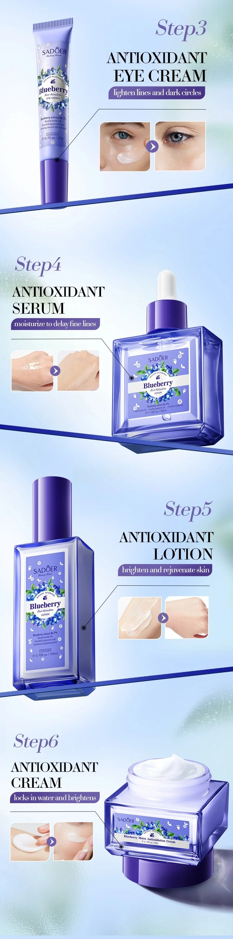 Blueberry Hyaluronic Acid Moisturizing Six-piece Set - Image 3