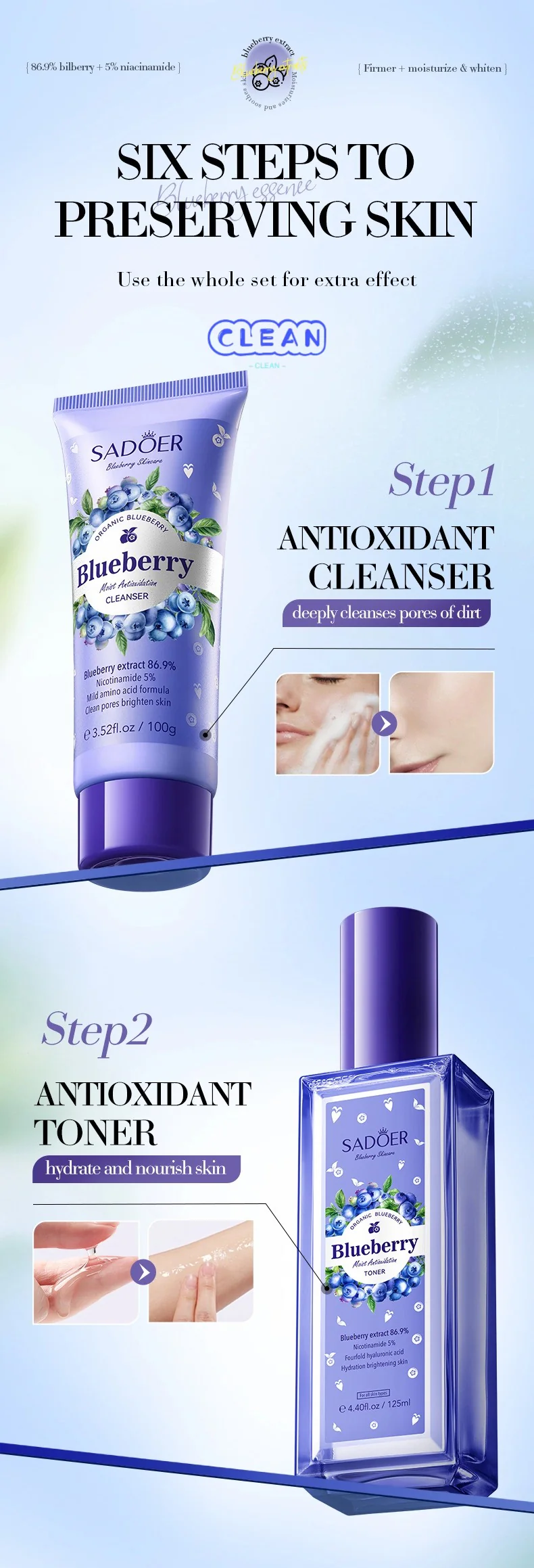 Blueberry Hyaluronic Acid Moisturizing Six-piece Set - Image 4