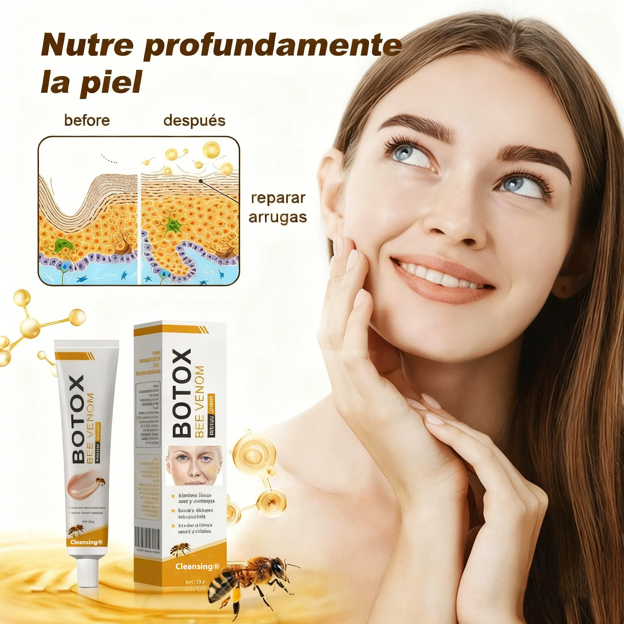 Crema Cleansing® para eliminar arrugas con veneno de abeja y botox (fabricada y enviada desde EE. UU.) - Image 13