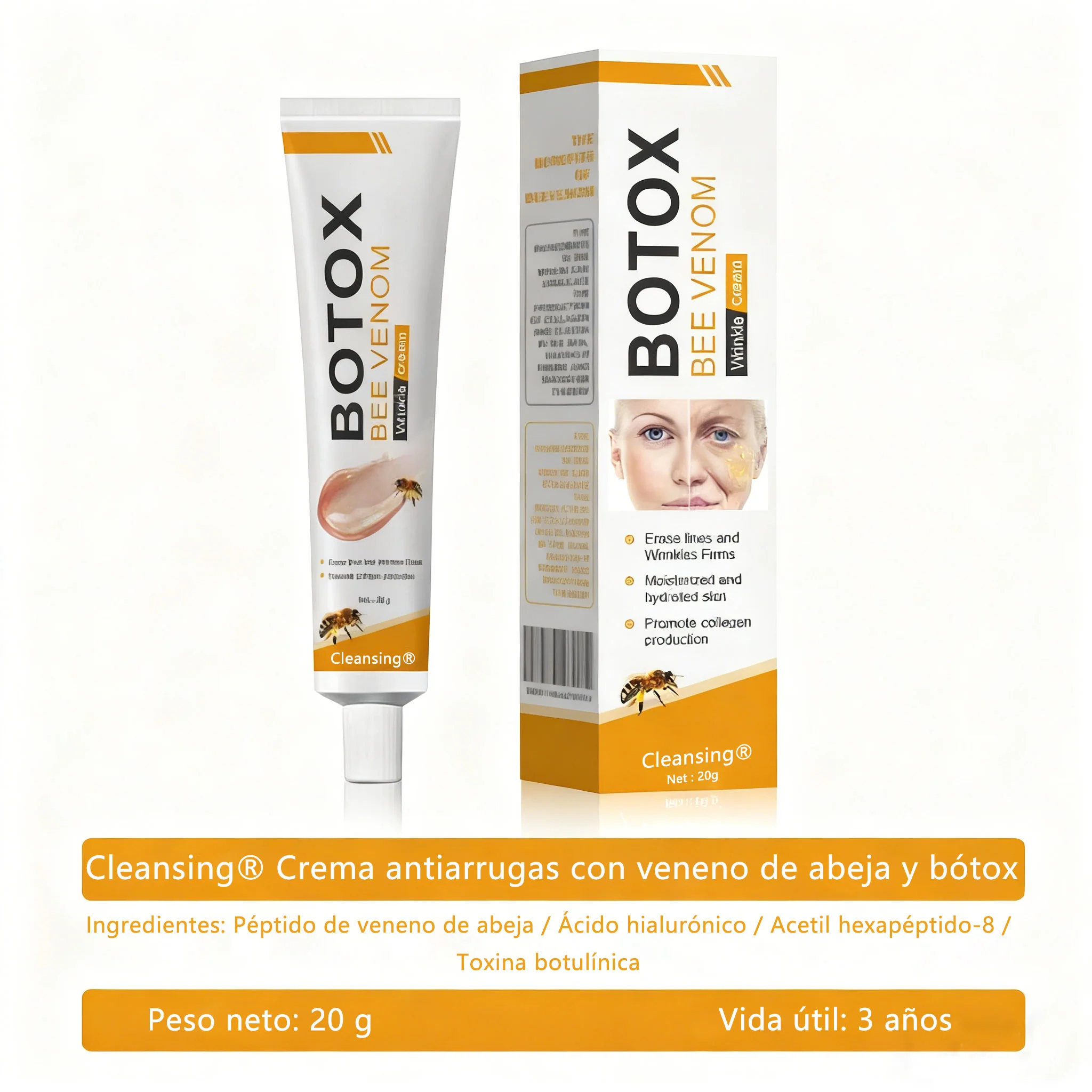 Crema Cleansing® para eliminar arrugas con veneno de abeja y botox (fabricada y enviada desde EE. UU.) - Image 14
