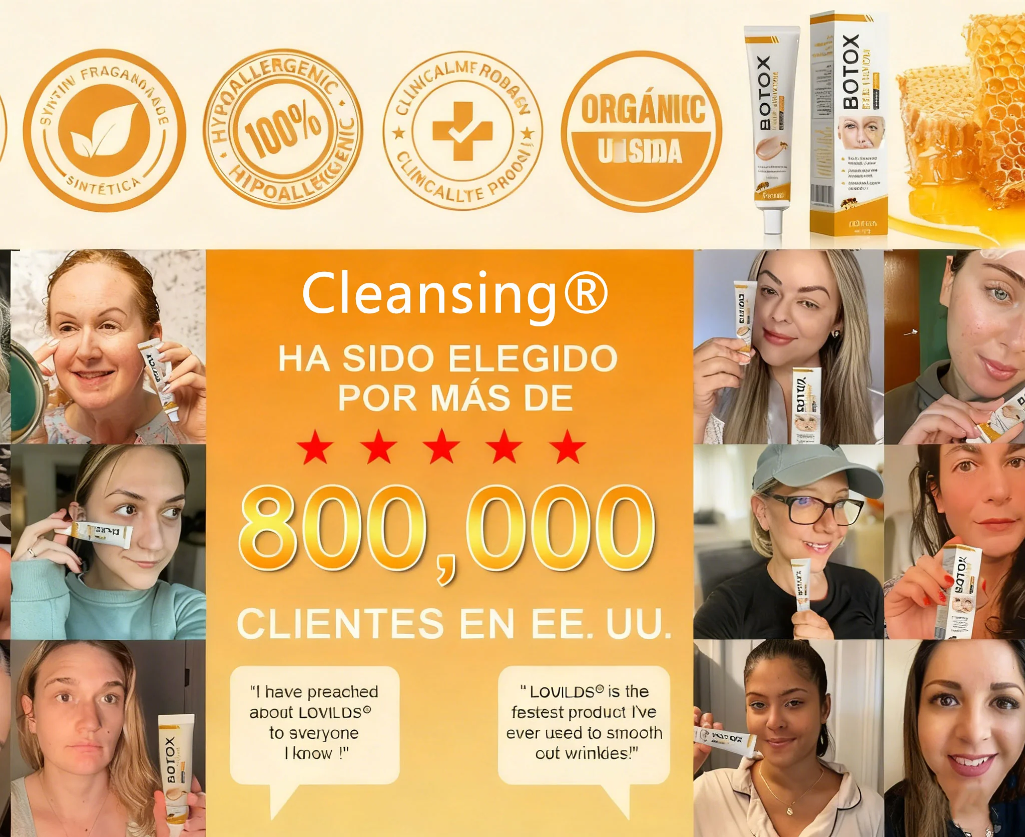 Crema Cleansing® para eliminar arrugas con veneno de abeja y botox (fabricada y enviada desde EE. UU.) - Image 2