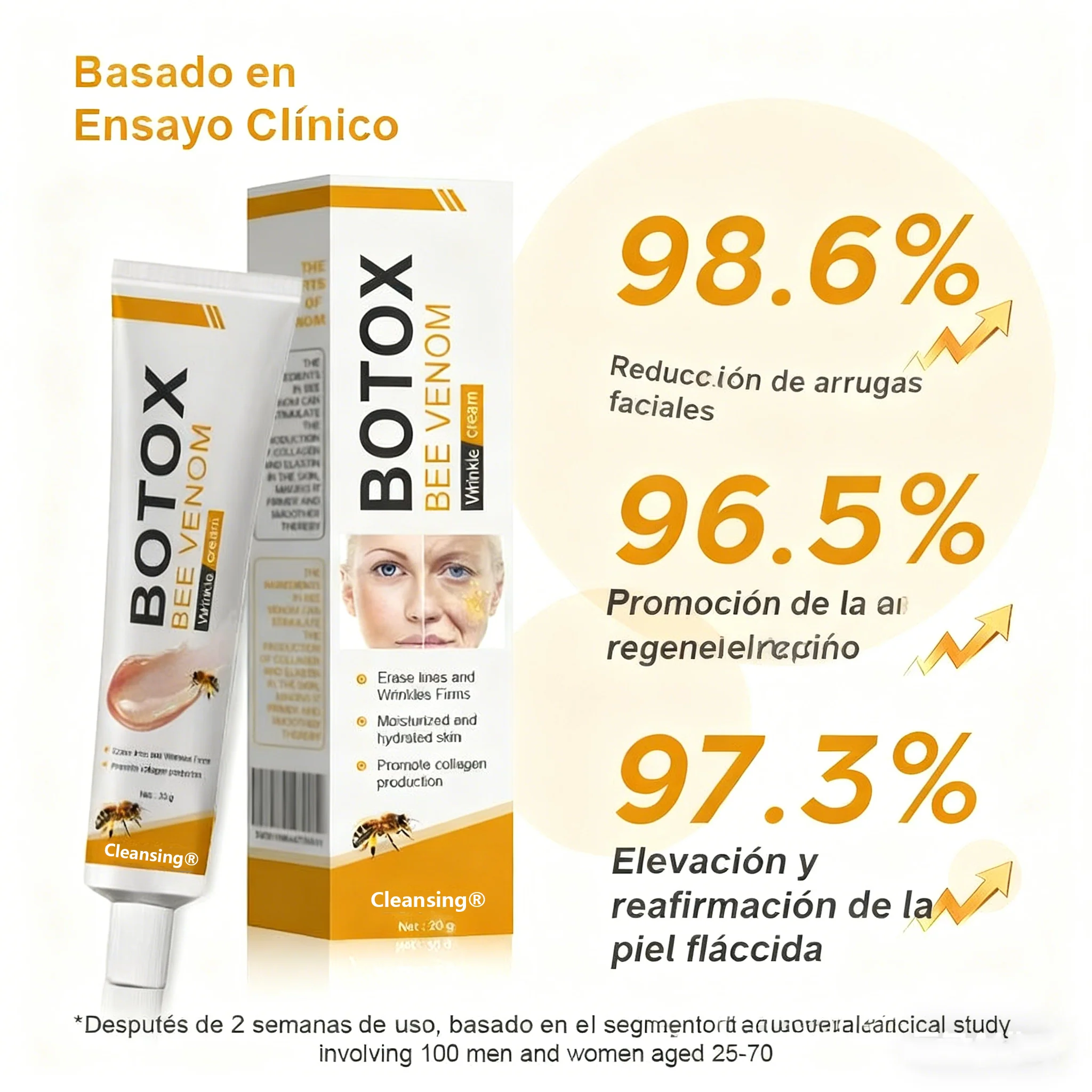 Crema Cleansing® para eliminar arrugas con veneno de abeja y botox (fabricada y enviada desde EE. UU.) - Image 3
