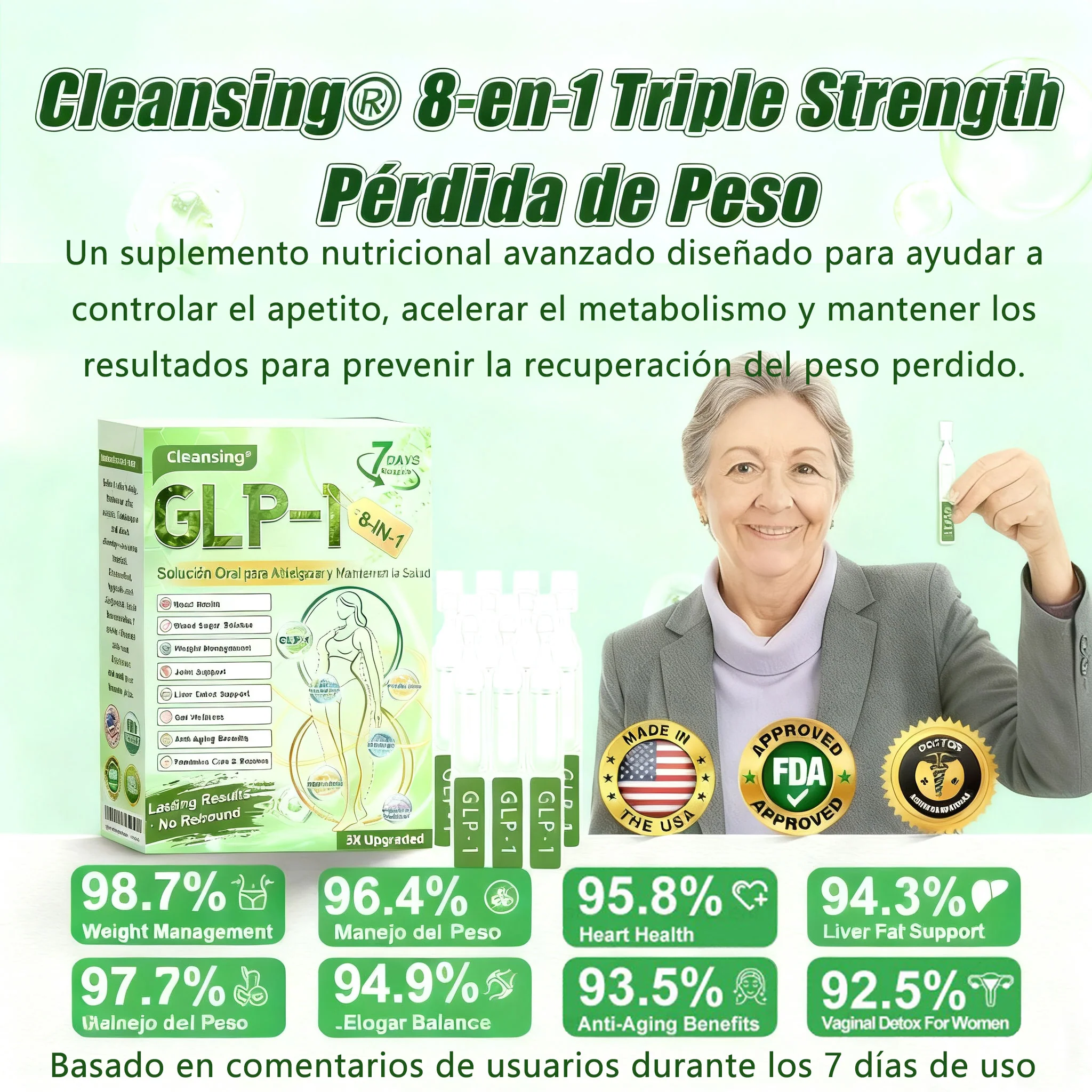 𝑪𝒍𝒆𝒂𝒏𝒔𝒊𝒏𝒈® 𝑮𝑳𝑷-1 8 𝒆𝒏 1 𝑭𝒊𝒕 & 𝑽𝒊𝒕𝒂𝒍 (𝒔𝒐𝒍𝒐 𝒖𝒏𝒂 𝒗𝒆𝒛 𝒂𝒍 𝒅𝒊́𝒂, 𝒄𝒂𝒎𝒃𝒊𝒐𝒔 𝒗𝒊𝒔𝒊𝒃𝒍𝒆𝒔 𝒆𝒏 7 𝒅𝒊́𝒂𝒔) √ 𝑷𝒂𝒓𝒂 𝒐𝒃𝒆𝒔𝒊𝒅𝒂𝒅, 𝒔𝒂𝒍𝒖𝒅 𝒄𝒂𝒓𝒅𝒊𝒐𝒗𝒂𝒔𝒄𝒖𝒍𝒂𝒓, 𝒅𝒊𝒂𝒃𝒆𝒕𝒆𝒔, 𝒂𝒑𝒏𝒆𝒂 𝒅𝒆𝒍 𝒔𝒖𝒆𝒏̃𝒐, 𝒔𝒂𝒍𝒖𝒅 𝒊𝒏𝒕𝒆𝒔𝒕𝒊𝒏𝒂𝒍, 𝒑𝒓𝒐𝒃𝒍𝒆𝒎𝒂𝒔 𝒂𝒓𝒕𝒊𝒄𝒖𝒍𝒂𝒓𝒆𝒔 𝒚 𝒎𝒂́𝒔 - Image 13