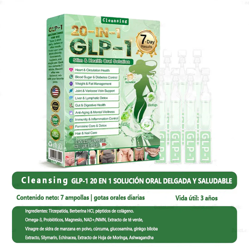 Cleansing® GLP-1 20 en 1 Suplemento Adelgazante (Resultados Visibles en 7 Días) ayuda a mejorar la obesidad, la salud cardiovascular, la diabetes, la salud intestinal, los problemas articulares, una piel más firme y un aumento de energía. - Image 16