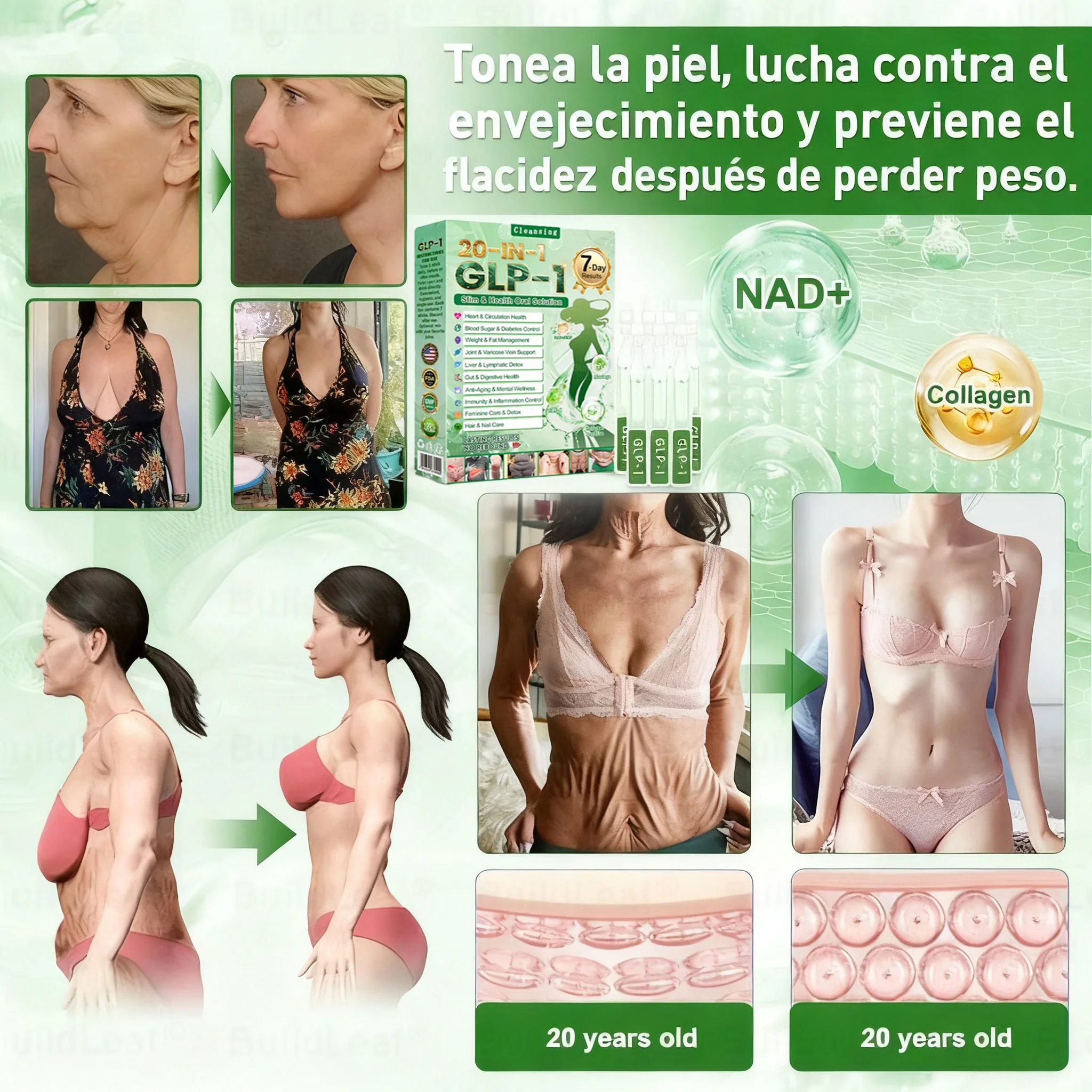 Cleansing® GLP-1 20 en 1 Suplemento Adelgazante (Resultados Visibles en 7 Días) ayuda a mejorar la obesidad, la salud cardiovascular, la diabetes, la salud intestinal, los problemas articulares, una piel más firme y un aumento de energía. - Image 5
