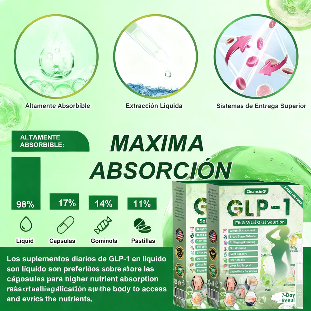 𝑪𝒍𝒆𝒂𝒏𝒔𝒊𝒏𝒈® 𝑮𝑳𝑷-1 8 𝒆𝒏 1 𝑭𝒊𝒕 & 𝑽𝒊𝒕𝒂𝒍 (𝒔𝒐𝒍𝒐 𝒖𝒏𝒂 𝒗𝒆𝒛 𝒂𝒍 𝒅𝒊́𝒂, 𝒄𝒂𝒎𝒃𝒊𝒐𝒔 𝒗𝒊𝒔𝒊𝒃𝒍𝒆𝒔 𝒆𝒏 7 𝒅𝒊́𝒂𝒔) √ 𝑷𝒂𝒓𝒂 𝒐𝒃𝒆𝒔𝒊𝒅𝒂𝒅, 𝒔𝒂𝒍𝒖𝒅 𝒄𝒂𝒓𝒅𝒊𝒐𝒗𝒂𝒔𝒄𝒖𝒍𝒂𝒓, 𝒅𝒊𝒂𝒃𝒆𝒕𝒆𝒔, 𝒂𝒑𝒏𝒆𝒂 𝒅𝒆𝒍 𝒔𝒖𝒆𝒏̃𝒐, 𝒔𝒂𝒍𝒖𝒅 𝒊𝒏𝒕𝒆𝒔𝒕𝒊𝒏𝒂𝒍, 𝒑𝒓𝒐𝒃𝒍𝒆𝒎𝒂𝒔 𝒂𝒓𝒕𝒊𝒄𝒖𝒍𝒂𝒓𝒆𝒔 𝒚 𝒎𝒂́𝒔 𝒎𝒛𝒘 - Image 4